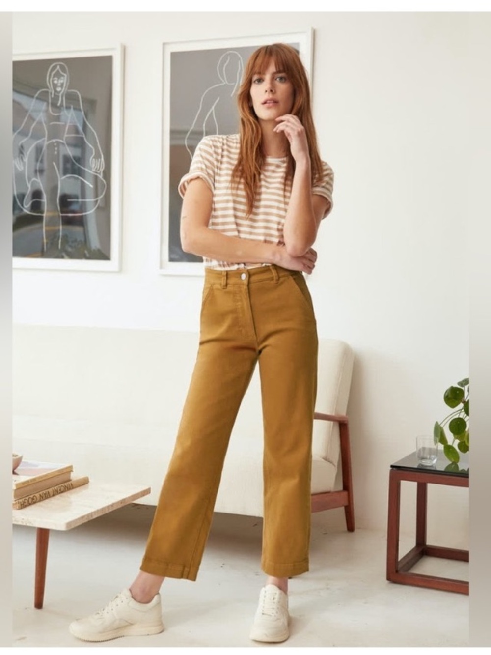 EVERLANE High Rise Straight Leg Crop Pants